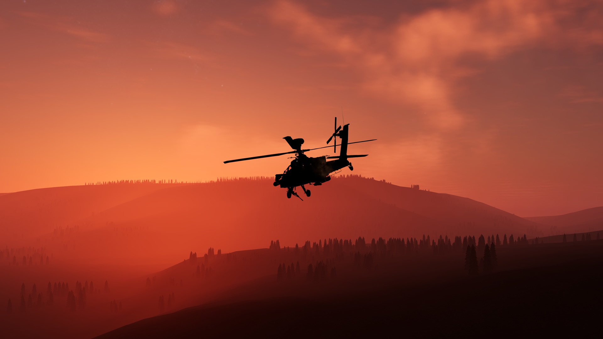 Gunship Origins helicopter in action